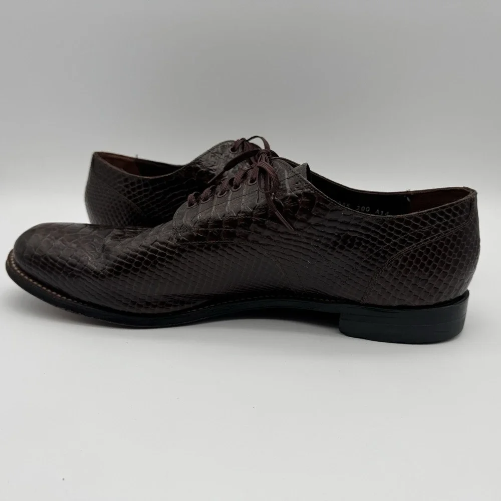 Stacy Adams Madison Anaconda Size 14D Print‎ Leather Mens Shoes Brown Biscuit